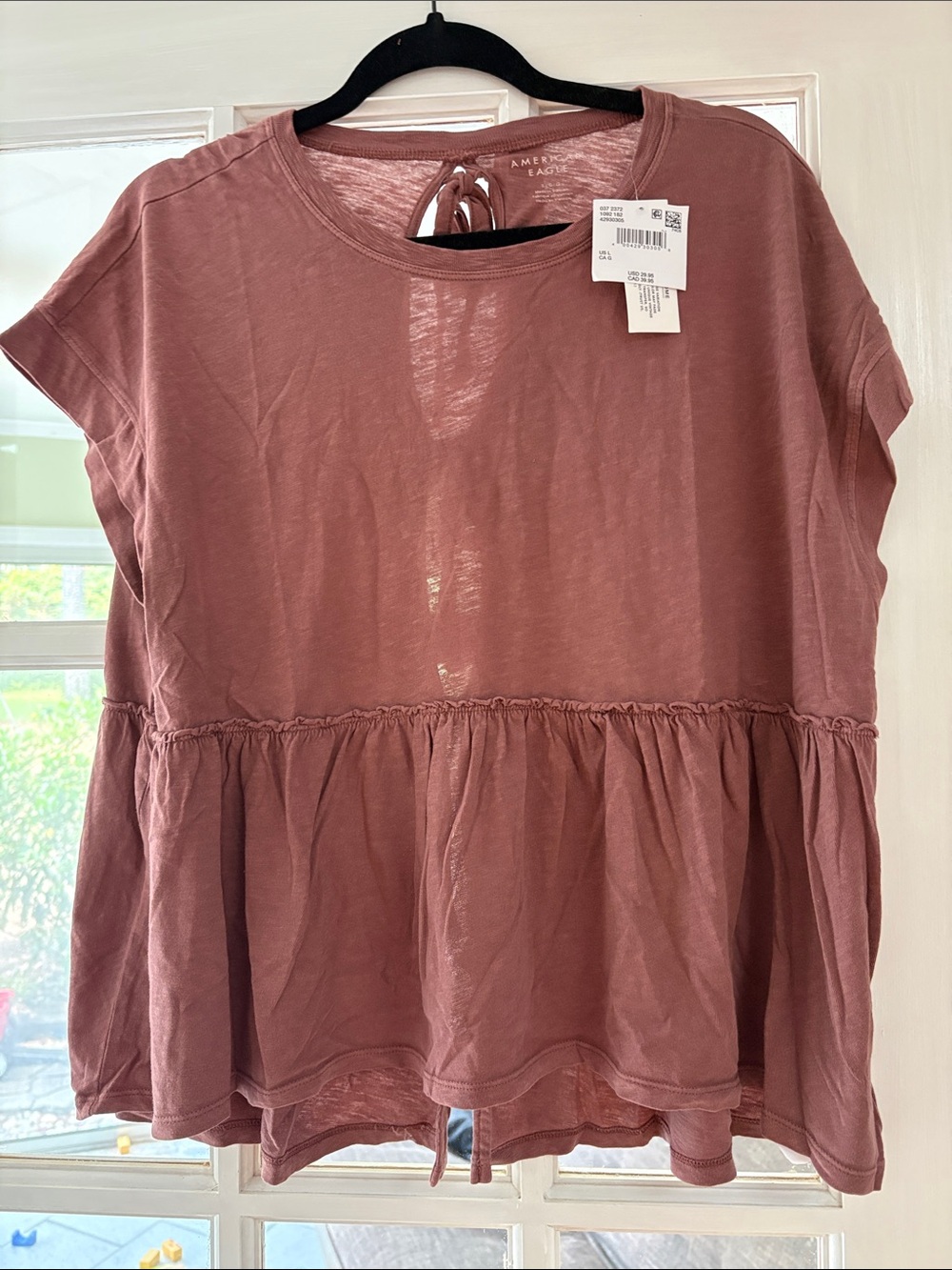 American Eagle Outfitters Mauve Short Sleeve Peplum Tunic